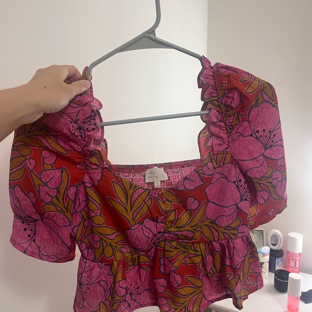 Floral Pink Puff Sleeve Top